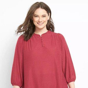 Lane Bryant Notch Neck Clip Dot Knit Swing Top Anemone 18/20